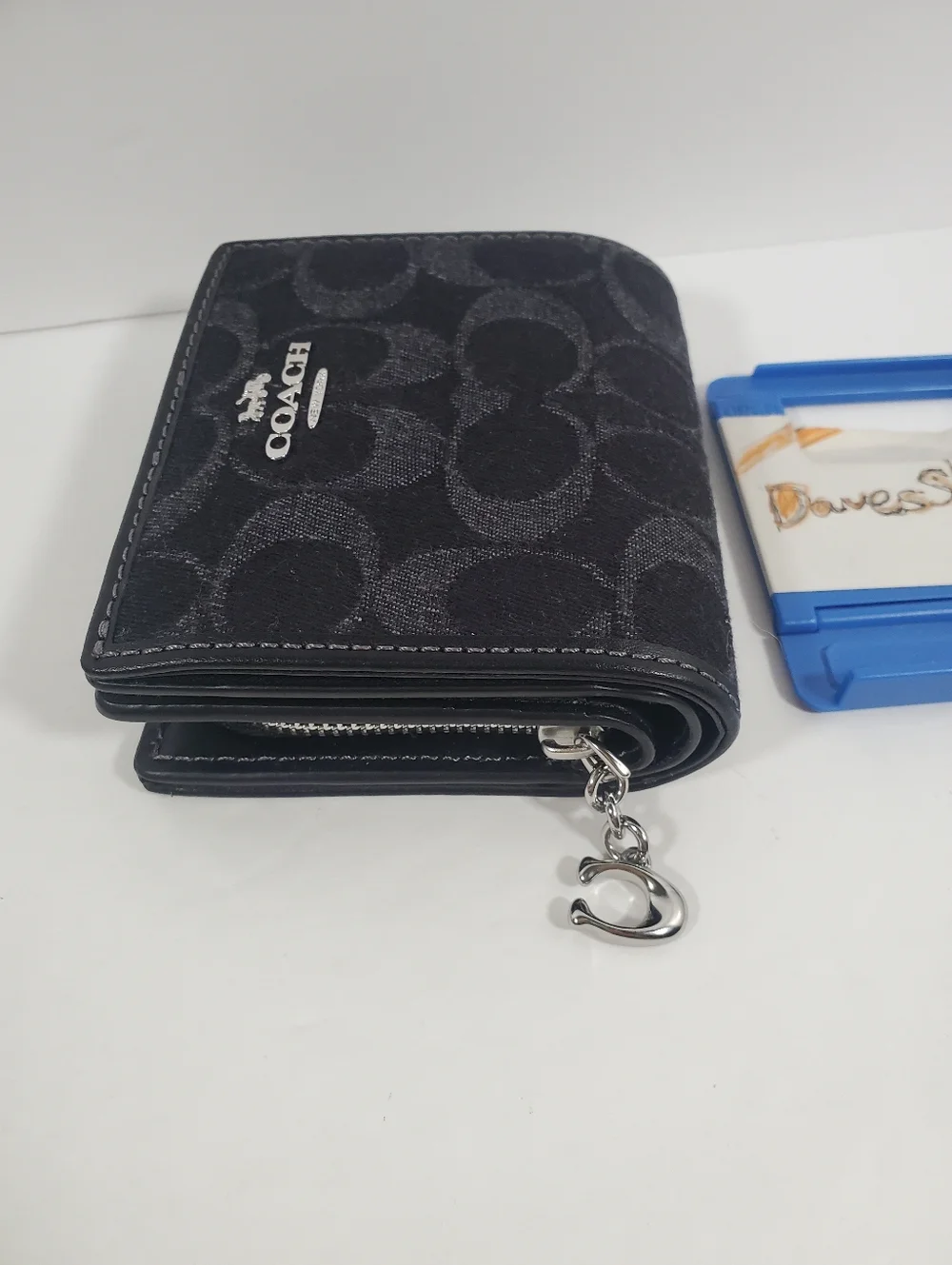 Coach Snap Wallet In Signature Denim CDF22 denim/Silver/Black NWT